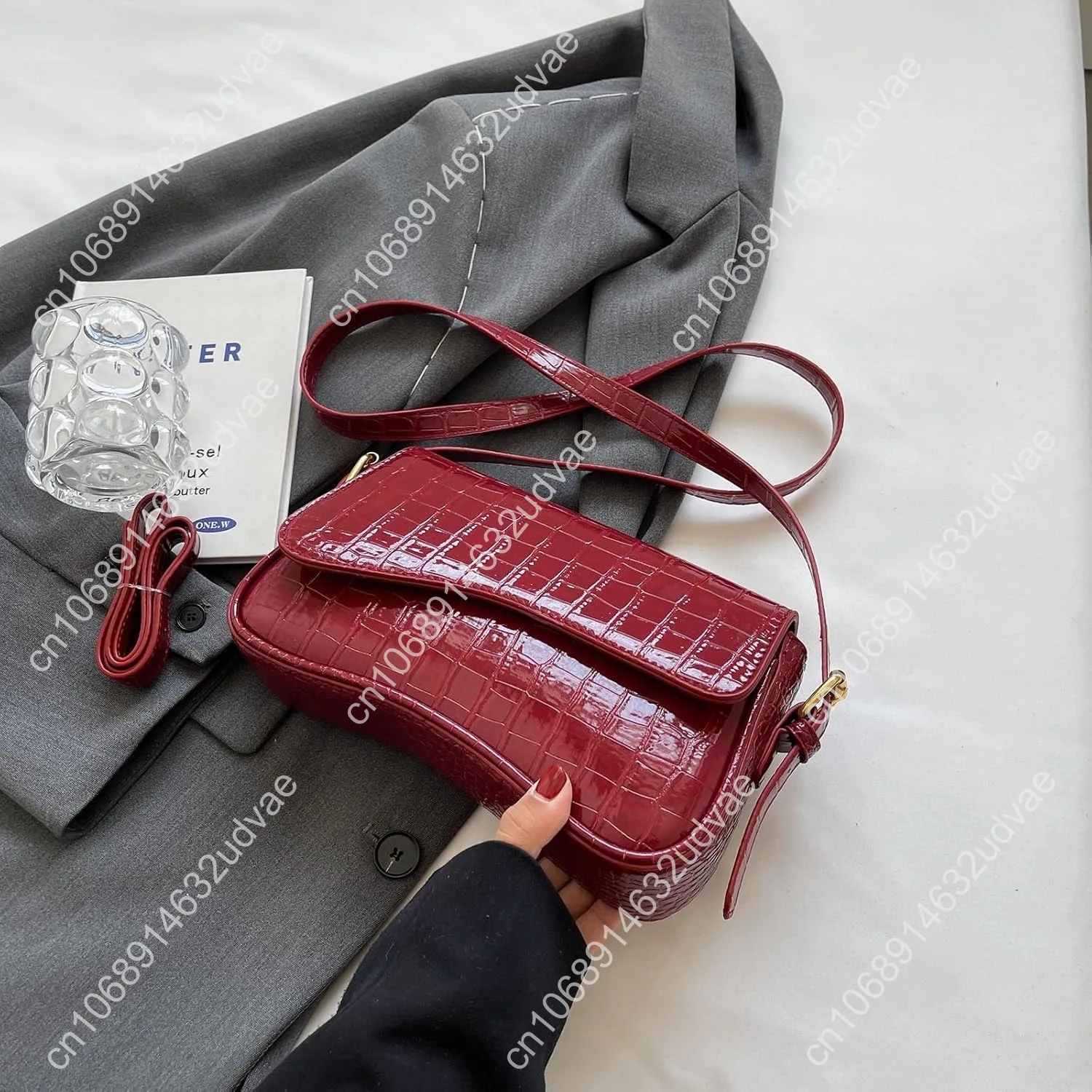 PU Leather Tote Bag for Women with 2 Removable Straps and Zipper Closure