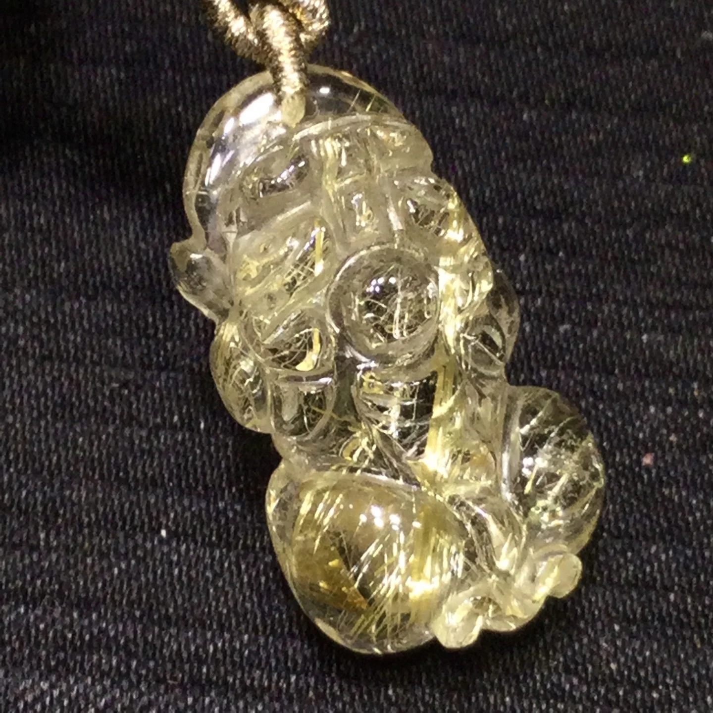 Natural Gold Rutilated Quartz Pendant 25*14*10mm Rutilated Quartz Flower Men Women Brazil AAAAAAA