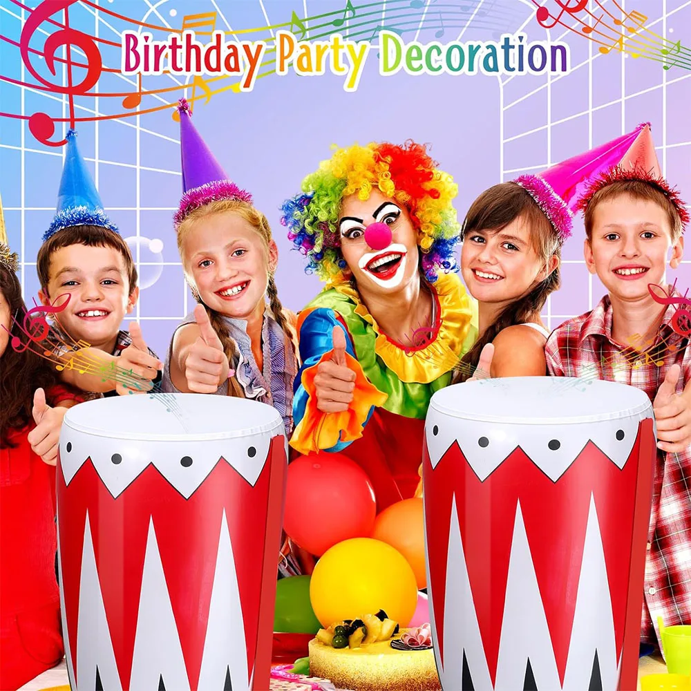 2/6 Pack Inflatable Instrument Toys Drum Music Instruments Party Props 80s 90s Inflatable Props Music Rock and Roll Party Decors