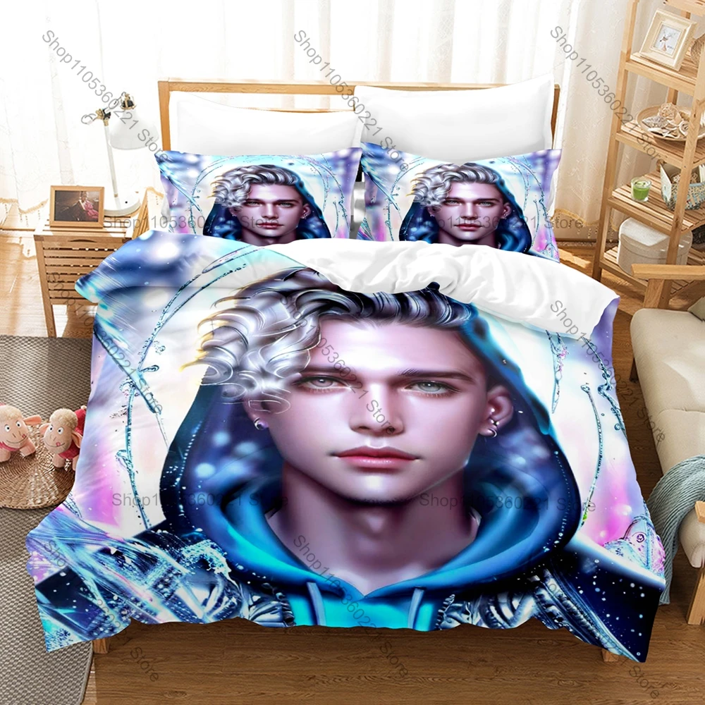 Cool Viral Meme Rap Artist Lil Mabu Hit Song Graphic Hip Hop Bedding Set Duvet Cover With 2 Pillowcases Teen Urban Bedroom Decor