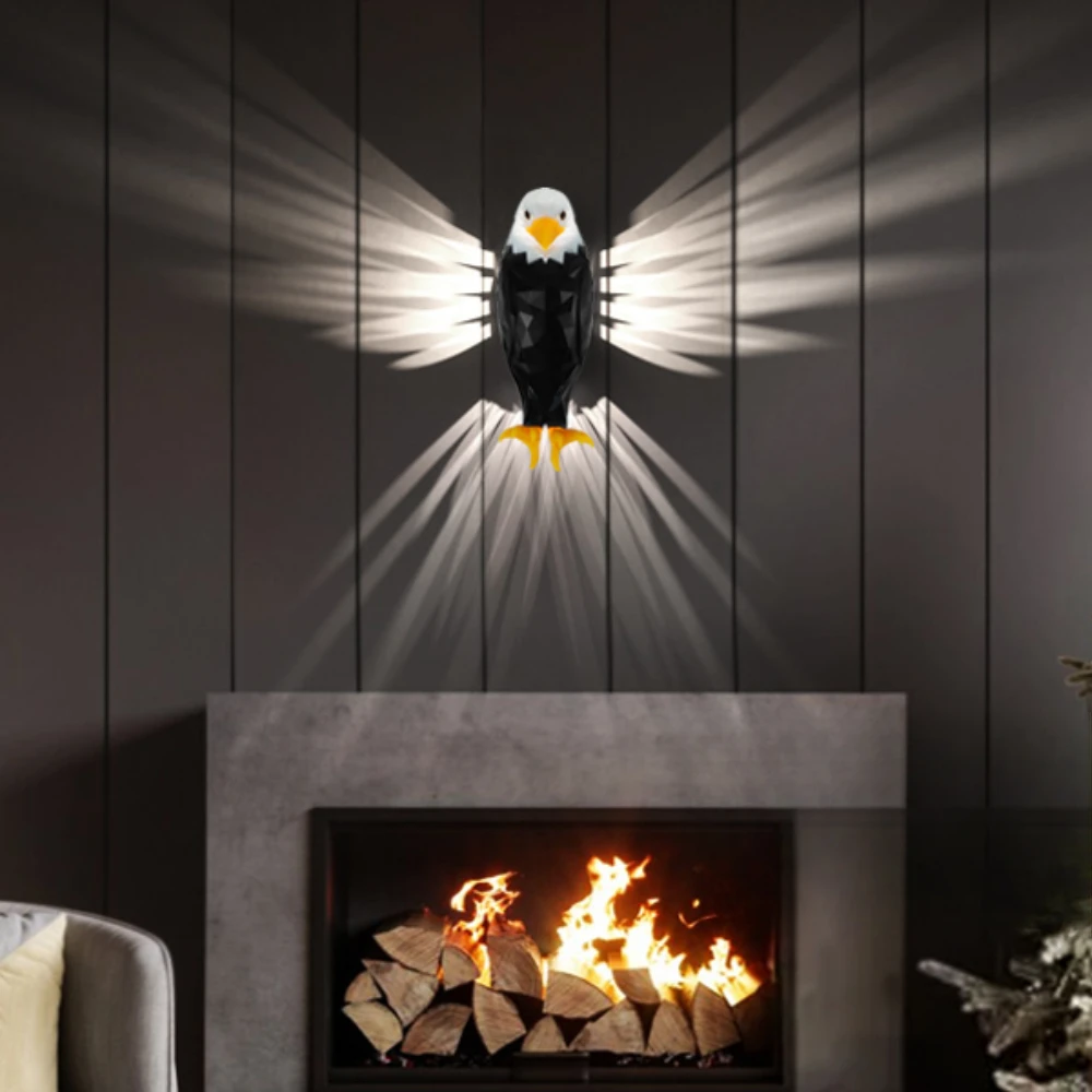 Bald Eagle Wall Light, Eagle Night Lights, USB Rechargeable, with Remote Control Magnetic Wall Mounted Lamp for Bedroom, Hallway