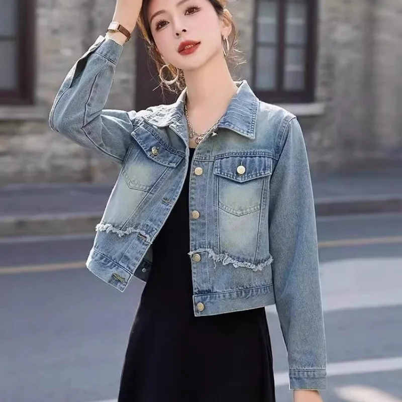 

Denim Jacket Women's Short 2025 Spring and Autumn New Fashionable Foreign Style Hong Kong Style Retro Versatile Jacket Top