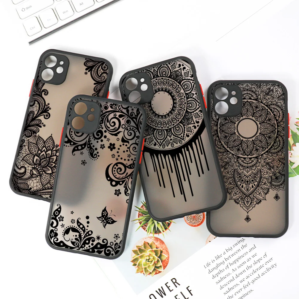 Etui Mandala Dreamcatcher do iPhone 11 13 14 12 15 Pro Max Mini XR XS Max 6s 8 7 Plus SE 2022 2020 Przezroczysty, wstrząsoodporny pokrowiec na telefon