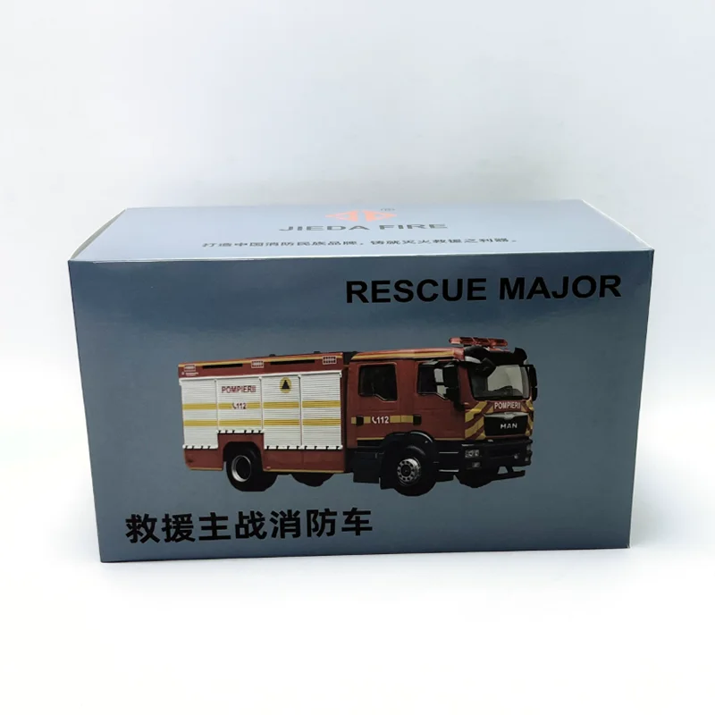 Diecast 1/43 MAN Rescue Major Fire Engine Alloy Car Model Simulation Toy Collection Adult Gift Static Display Desktop Decoration image 3
