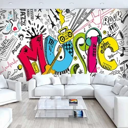 Custom 3D Abstract Musical Children's Room Graffiti Large Mural Cafe Restaurant Bar Bedroom Streets Rock Non-woven Wallpaper