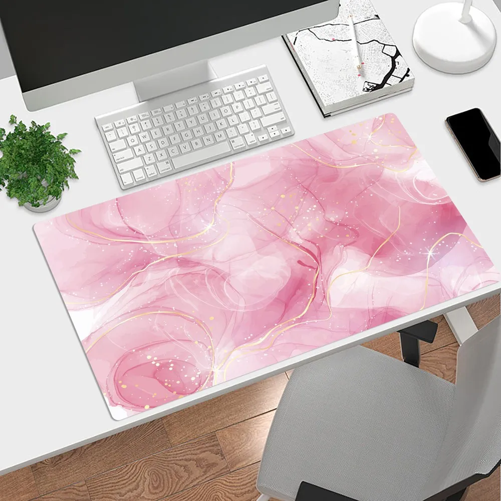 

Pink marble mousepad for Gaming Office Accessories Study Desk Pads with Stitched Edge Endless Gamer mat High-definition printing