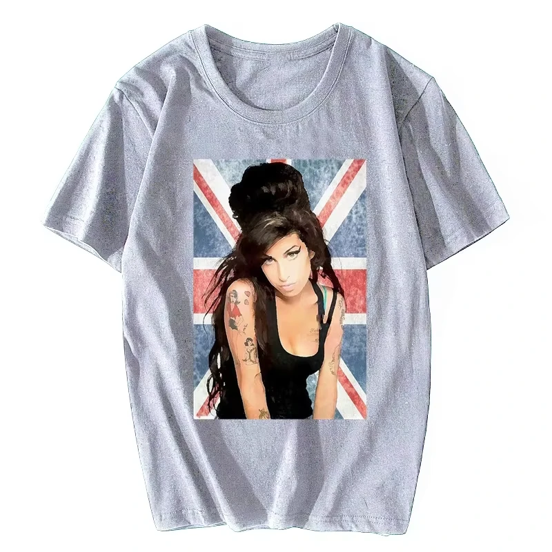 Camiseta Estampada Amy Winehouse Legardry de Manga Curta para Mulheres, Top Hip Hop Harajuku, Roupas Estéticas