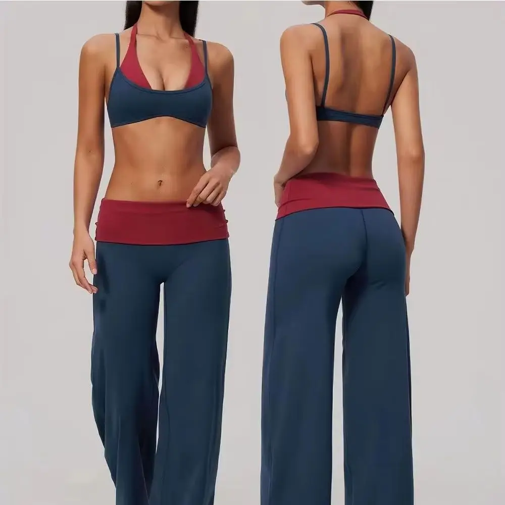 New Women's Yoga 2 Piece Tracksuit Fitness Clothes Sportswear Workout Bra Sexy High Waist Leggings Set Gym Clothing Sports Suits