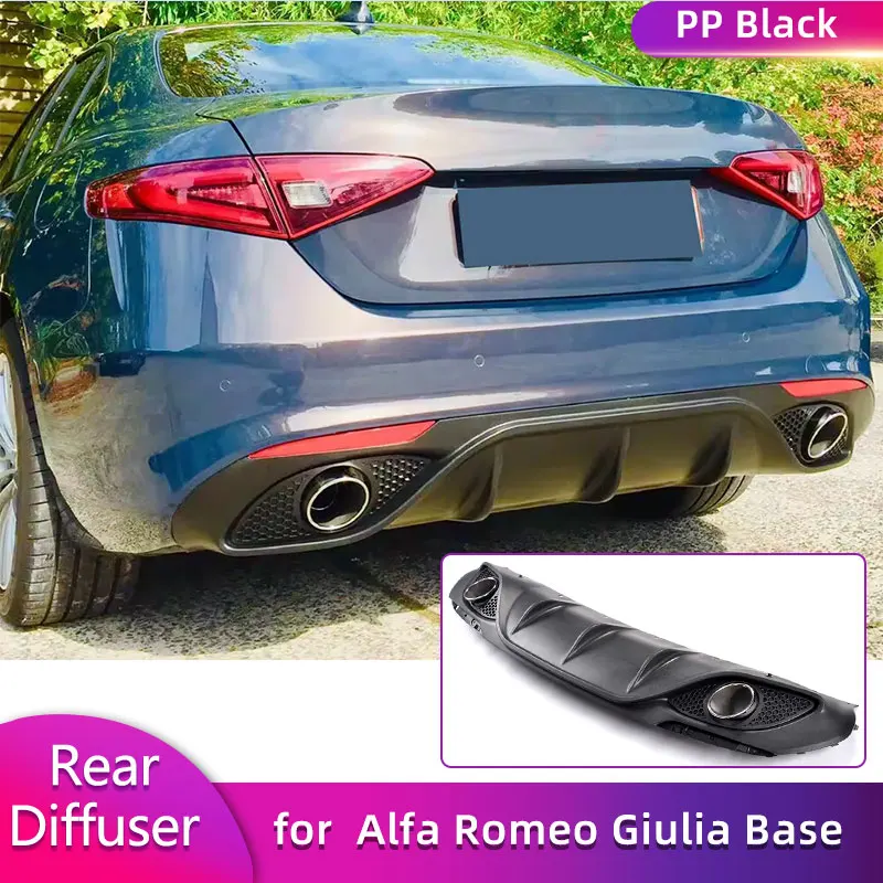 Rear Bumper Diffuser Lip Spoiler for Alfa Romeo Giulia Base Sedan Quadrifoglio TI 2016-2020 Car Rear Apron Lip Exhaust Tips PP