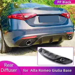 Rear Bumper Diffuser Lip Spoiler for Alfa Romeo Giulia Base Sedan Quadrifoglio TI 2016-2020 Car Rear Apron Lip Exhaust Tips PP