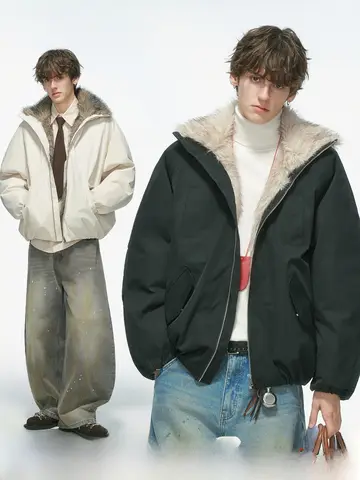 Dream Made Winter Thickened Wolf King  Mountain Eagle Jacket Men's American Winter Clothes Cotton Coat Warmth Youth Casual