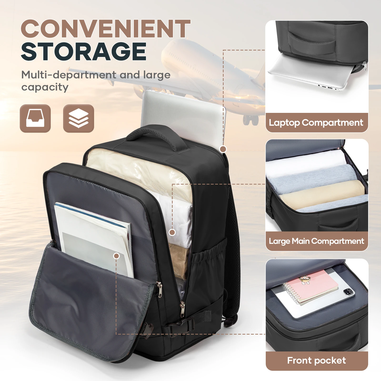 حقيبة ظهر Ryanair 40x30x20 للسفر لمسافات قصيرة حقيبة كمبيوتر محمول للأعمال WizAir حقيبة الأمتعة المقصورة، حقيبة ظهر ترفيهية للرجال والنساء