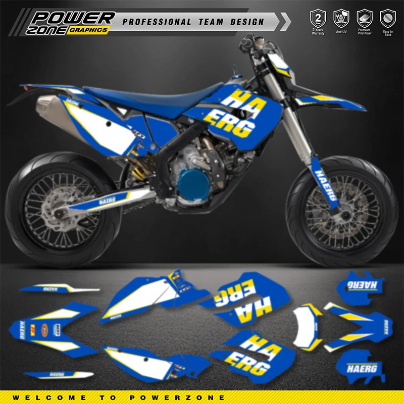 พาวเวอร์โซน คัสตอมทีมกราฟิกพื้นหลังสติ๊กเกอร์ชุดสำหรับ HUSABERG 2009-2012 FE390 450 570-TE250 300 -FX450-FS570