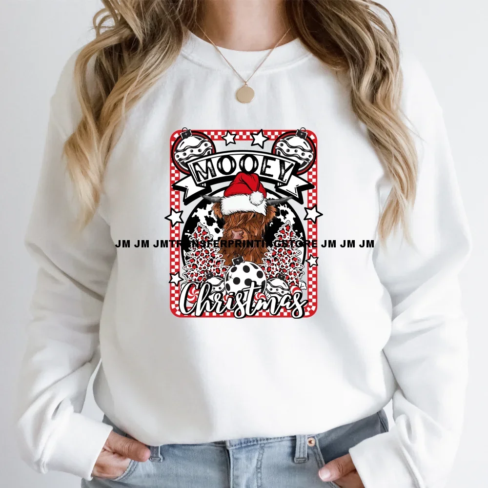 Faux Rhinestone Bling Crystal Mosaic Christmas Iron on Washable DTF Heat Transfers Stickers Printing Ready to Press for T-shirts