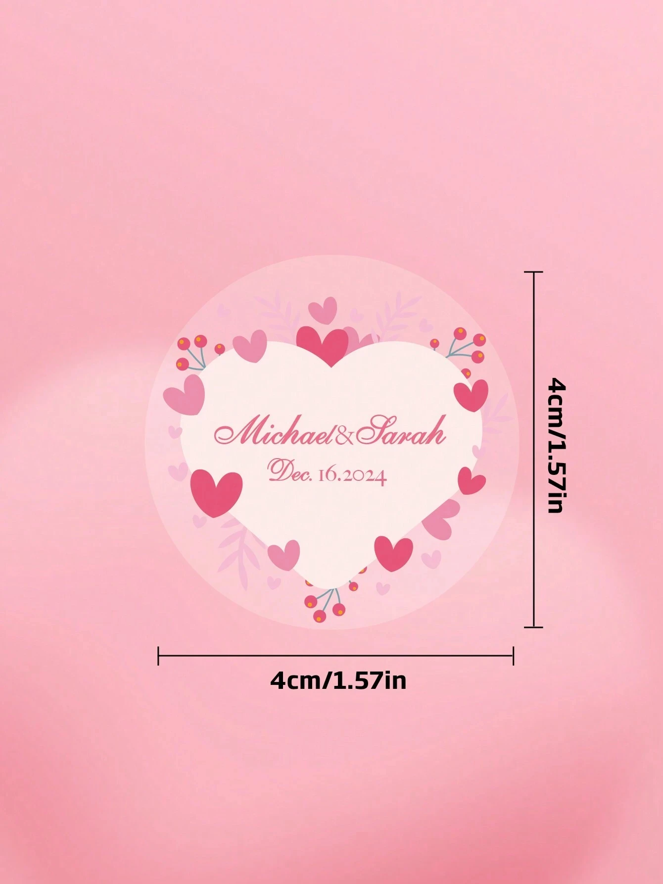 4x4cm Transparent Heart Stickers Custom Name And Date High-Quality Gifts for Valentine's Wedding Bridal Anniversaries Home Decor