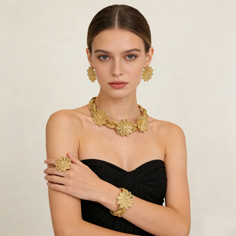 Newest Italian Jewelry Sets Big Nigeria Jewelry for Women Party Bridal Jewelry  FHK14224