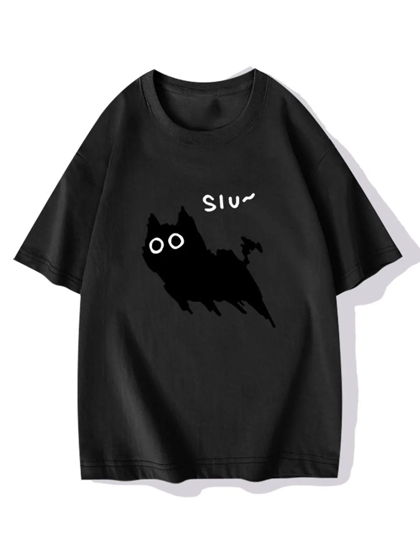 Plus Size Women T-Shirt Regular Fit Short Sleeve Round Neck Tee with Humorous Print Casual Top for Casual Attire Print Shirt