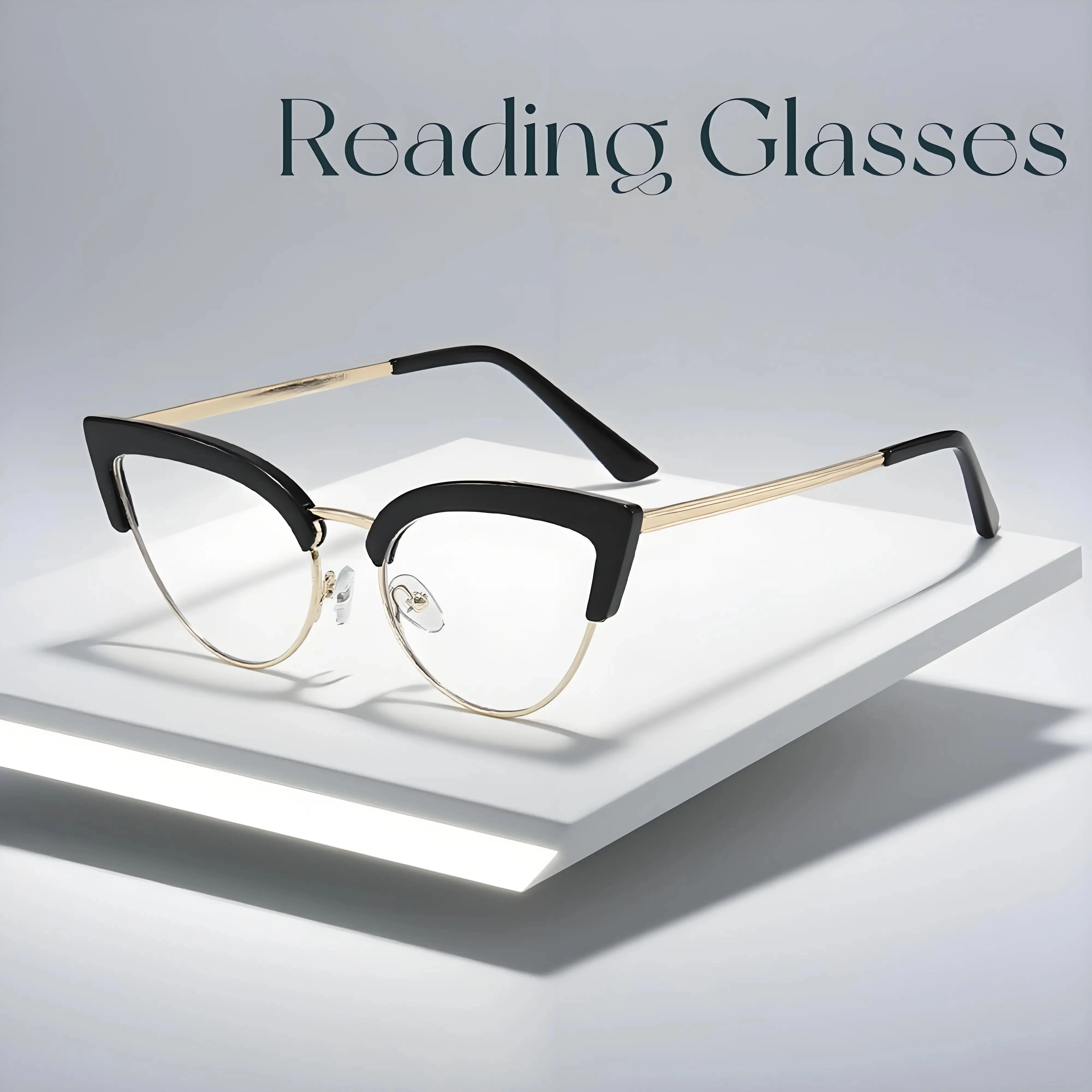 

Fashion Anti Blue Light Metal Small Frame Reading Glasses 2025 New European and American Trendy Cat Eye Presbyopia Glasses