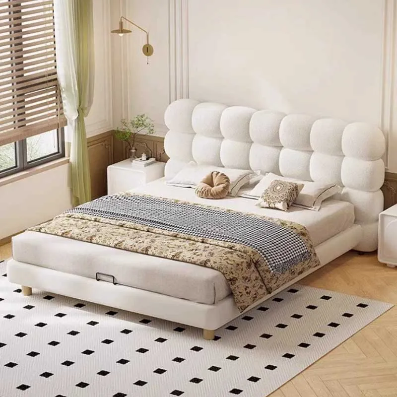 

Modern White Double Bed Style Nordic Storage Sleeping Floor Double Bed Full Size Design Letti Matrimoniali Bedroom Furniture