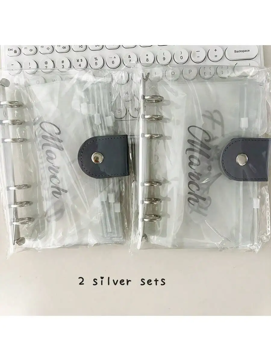 A6 Loose Leaf Monatliche Reißverschlusstasche Bargeld Budget Umschlag Binder Ticket Quittung Aufbewahrungstasche Reichtum Management Geschenkset 1 Abdeckung + 12 – Detail 1