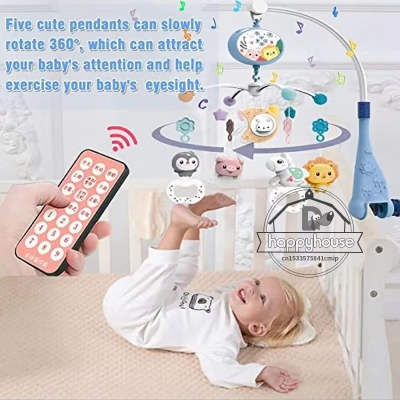 Babybedje Mobiel met verlichting Muziekprojectie voor zuigelingen 0-6 maanden Afstandsbediening Wieg Speelgoed voor pasgeboren baby Mobiel voor wieg