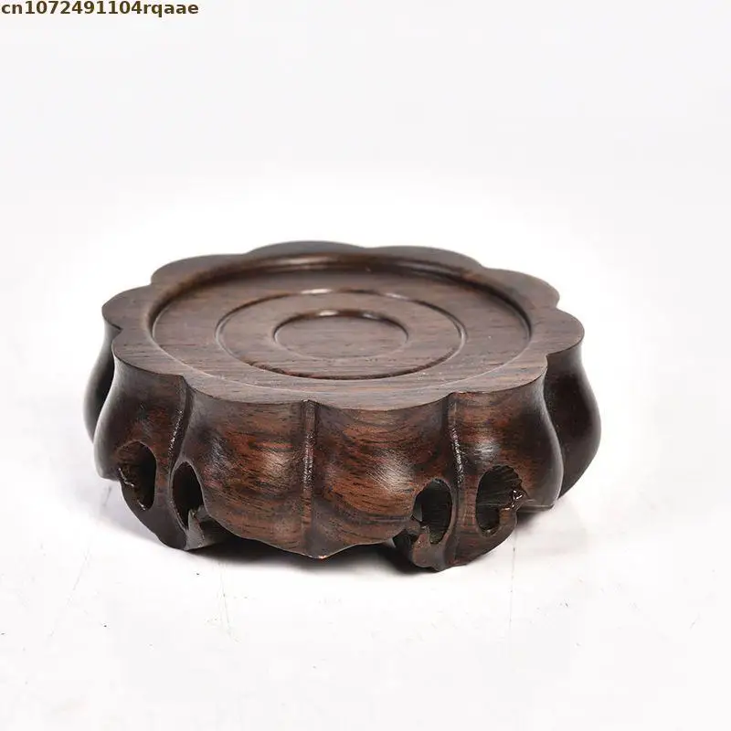 Runde Ornamentbasis aus Ebenholz, geschnitzter Präsentationsständer für Vase, Teekanne, Kristallkugel, Pflanzentopf, Desktop-Deko-Sockel für Zuhause. – Detail 6