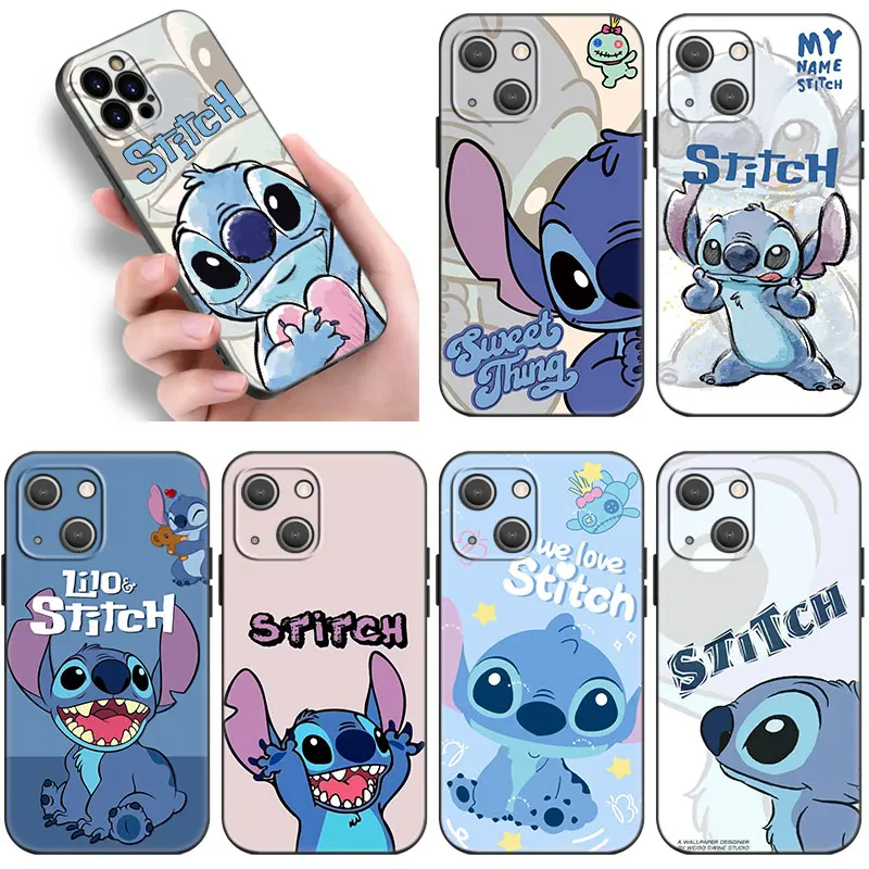 Cute Kawaii Stitch Black Phone Case For Huawei Pura70 Pro Plus P60 Pro P50 P40 P30 P20 Pro P10 Lite PSmart Z PSmart 2021 Cover