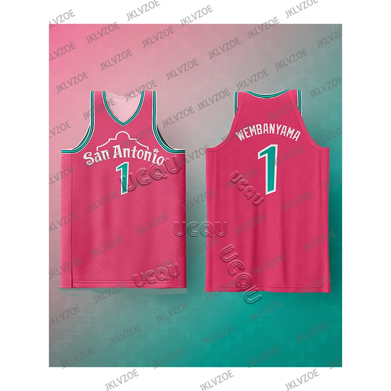 San Antonio Wembanyama No. 1 Basketball Jersey Sleeveless Sport Vest Jerseys Mens Women Oversize Sleeveless TShirt Top Adult/Kid