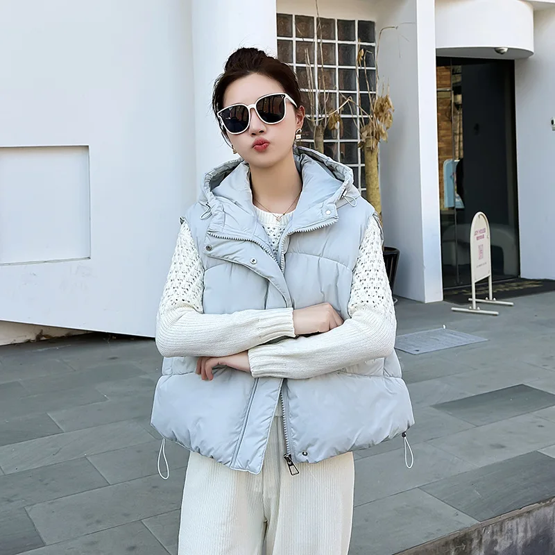 

PinkyIsBlack New Autumn Winter Fashion Women Vest Down Cotton Coat Women Loose Casual Hooded Puffer Vest Korean Women Clothing