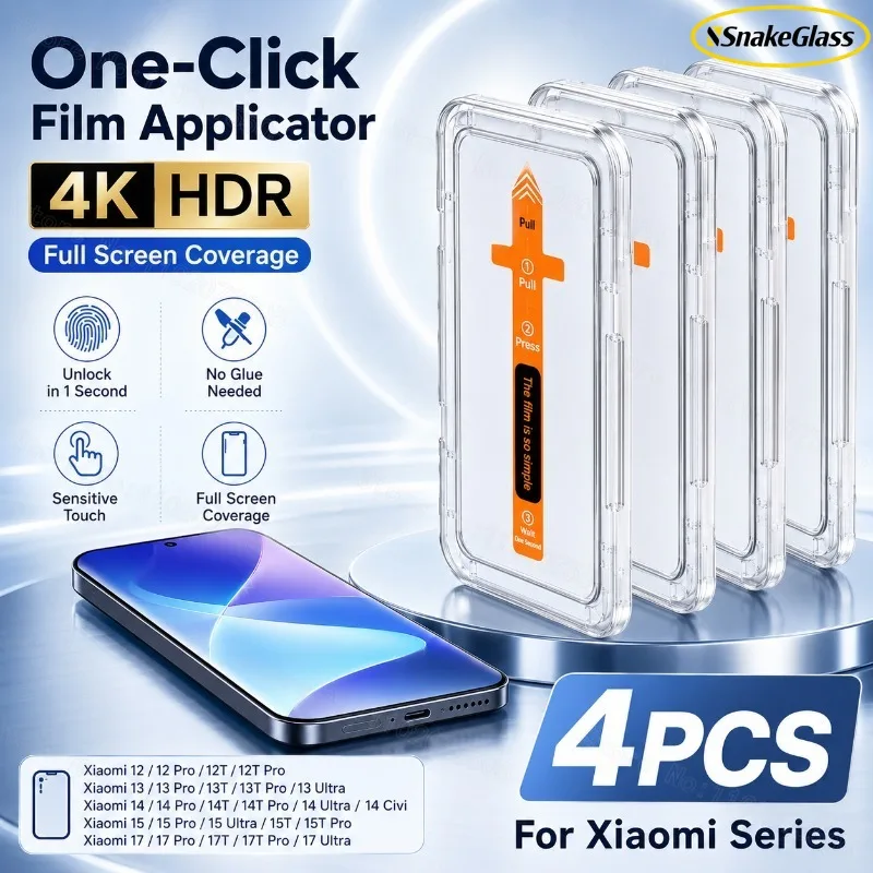 4er-Pack Panzerglas für Xiaomi 17 Ultra 17 ProMax 17 Max 17T 15S Pro 15T 14T 13T Pro 15 14 13 12 Pro Klares Blasenfreies Glas