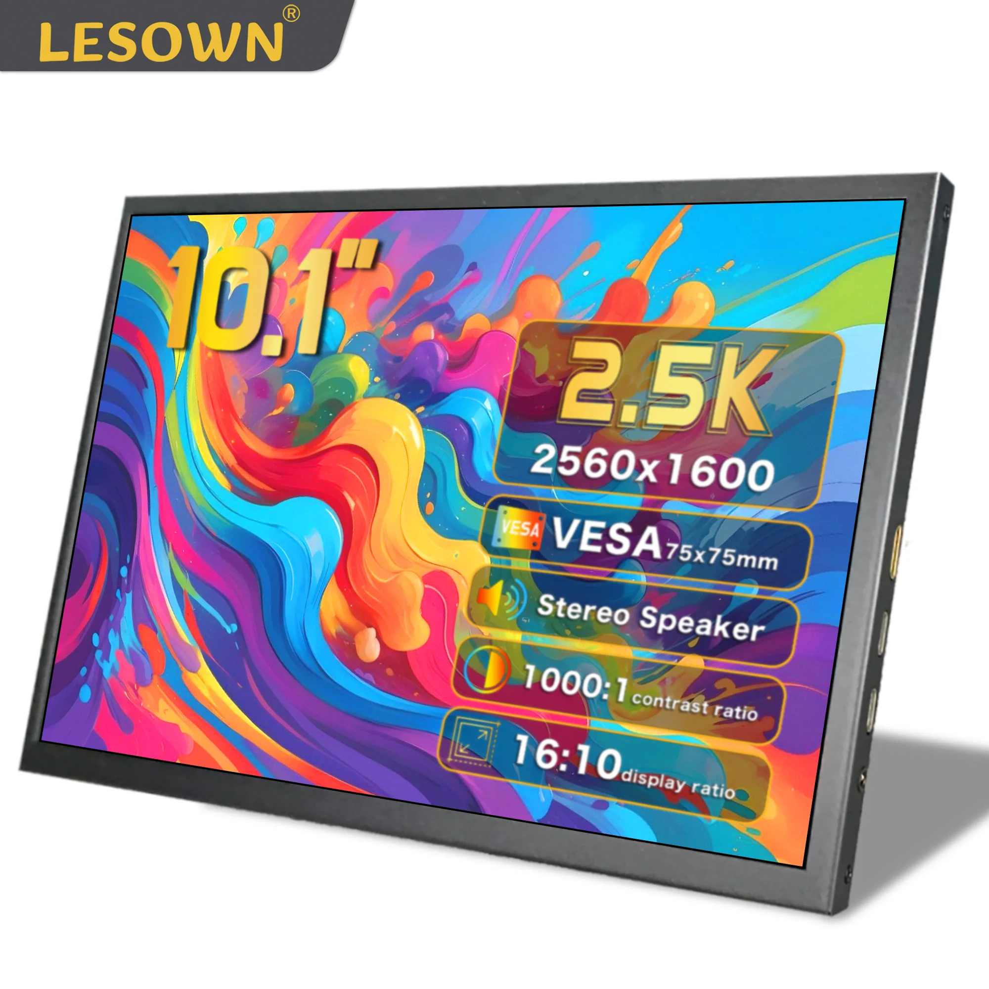 

LESOWN Mini Monitor 10.1inch 2560x1600 LCD USB C Portable Second Screen for Laptop Plug & Play Compact Display Auxiliary Monitor