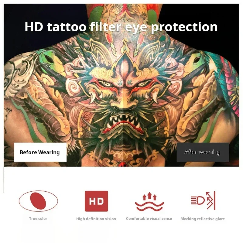 Magnetic Tattoo Goggles Tattoo Filter Eye Protection Glasses Seamless Fit Polarized Glasses for Tattoo/Makeup Studios Daily Use 2