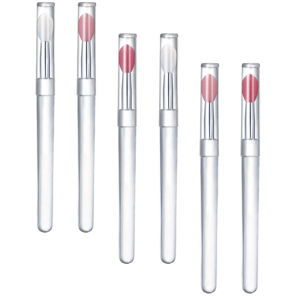 Mini pinceles de silicona para labios, 6 uds., Ideal para lápiz labial, máscara labial, brillo, aplicador de maquillaje portátil para viajes, preciso, fácil de usar