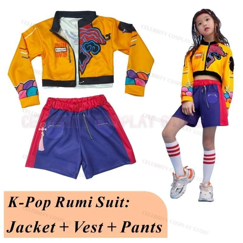 

2025 Children Rumi Zoey Mira 3D Print Cosplay Costume Halloween Carnival K-Pop Hunters Girl Group Idol Role Play Dress Up Outfit
