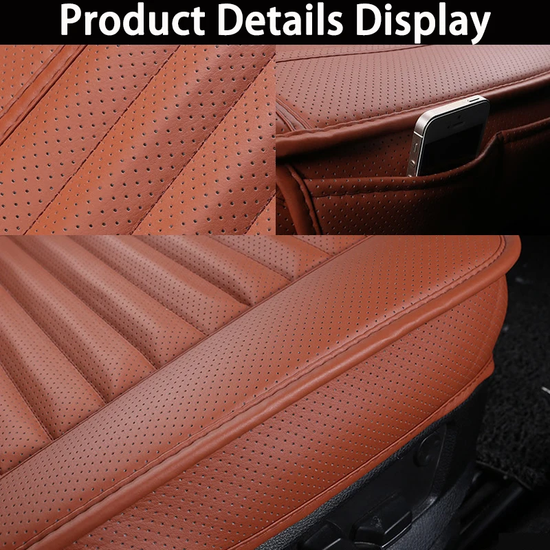 Car Seat Cover PU Leather Cushion All Season Universal Anti Slip Breathable And Easy To Clean Black Front Seat Protective Cove