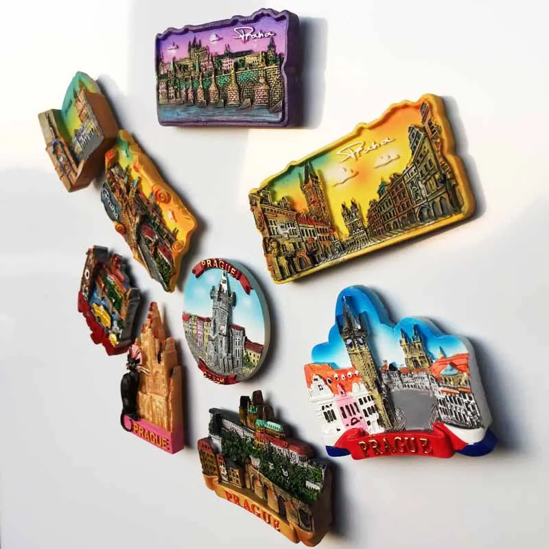 Czech Republic Prague Cultural Landscape Tourism Souvenirs Fridge Magnets Hand-painted Magnetic Refrigerator Stickers Home Decor