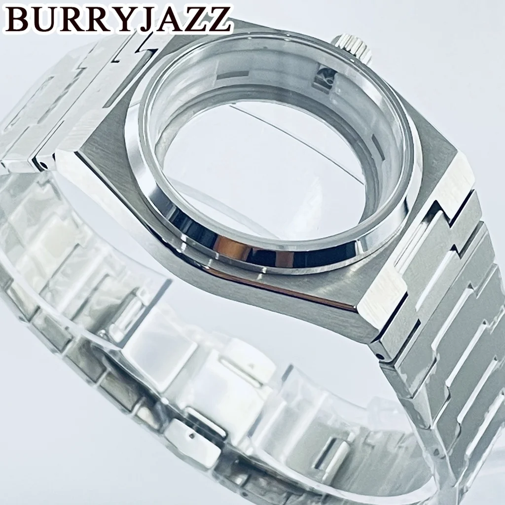 BURRYJAZZ 40 มม.NH34 NH35 NH36 NH38 นาฬิกากันน้ําเงินปราศจากเชื้อสแตนเลสคริสตัลแซฟไฟร์นาฬิกากรณี