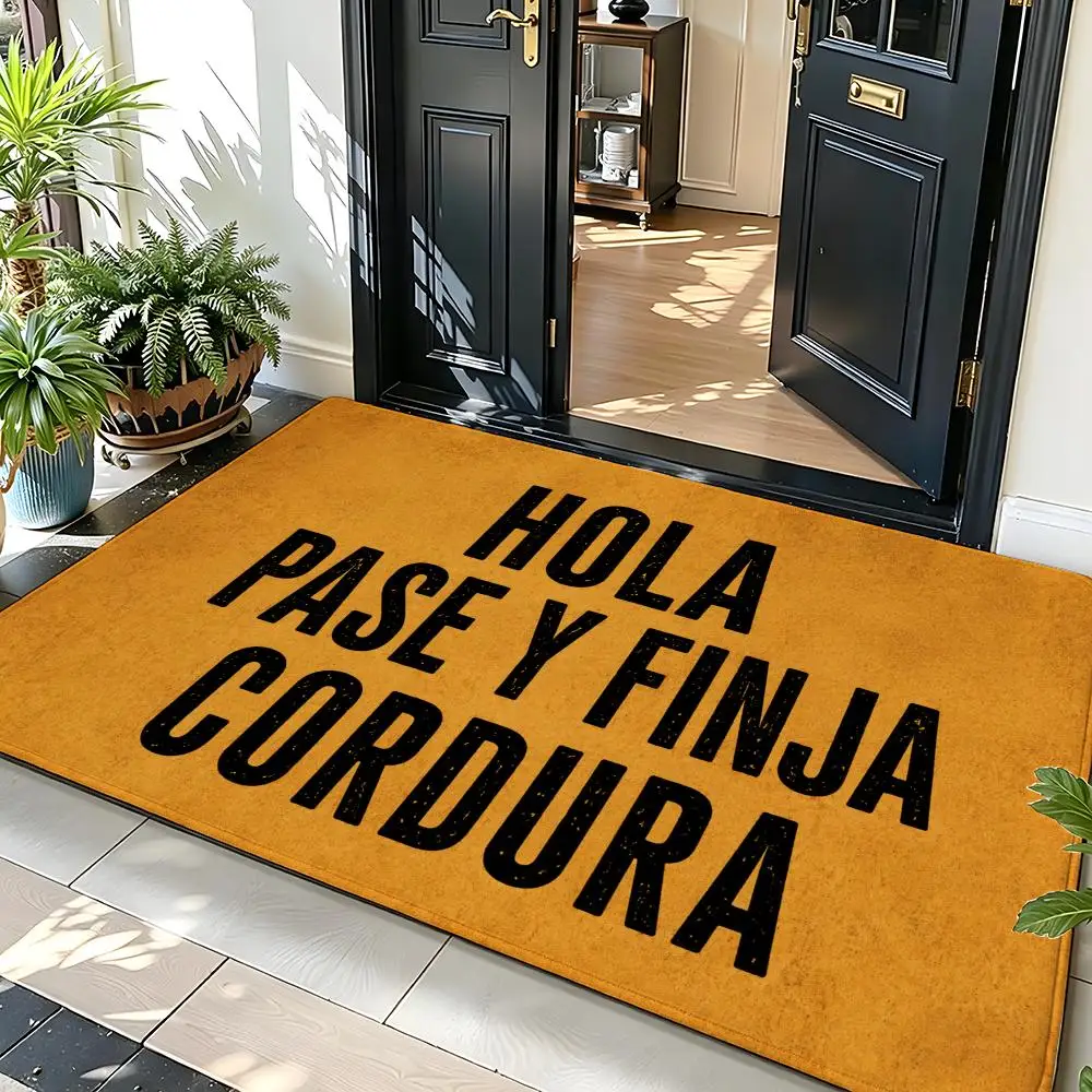Spanish Cafe Funny Coffee Typography Retro Quotes Floor Mat Soft Flannel Non Slip Absorbent Entryway Bathroom Bedroom Garage