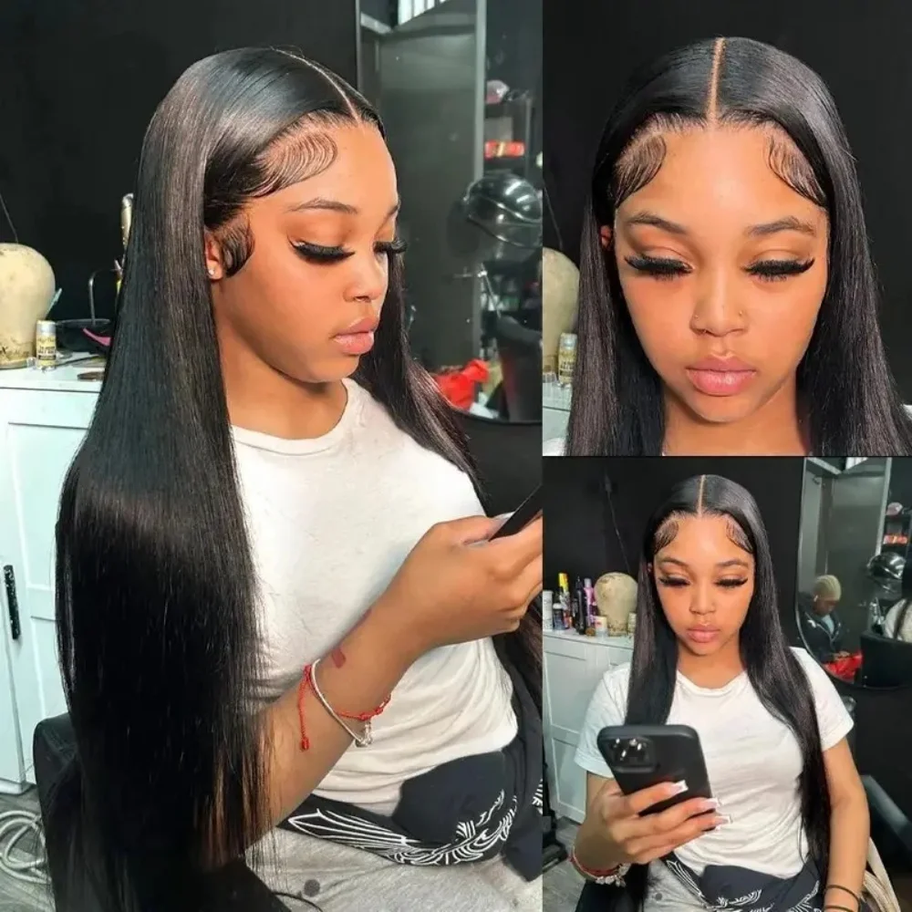 30 Inch 4x4 Closure Lace Wig Human Hair Pre Plucked Brazilian Bone Straight 13X4 13x6Lace Frontal Wigs For Black Women