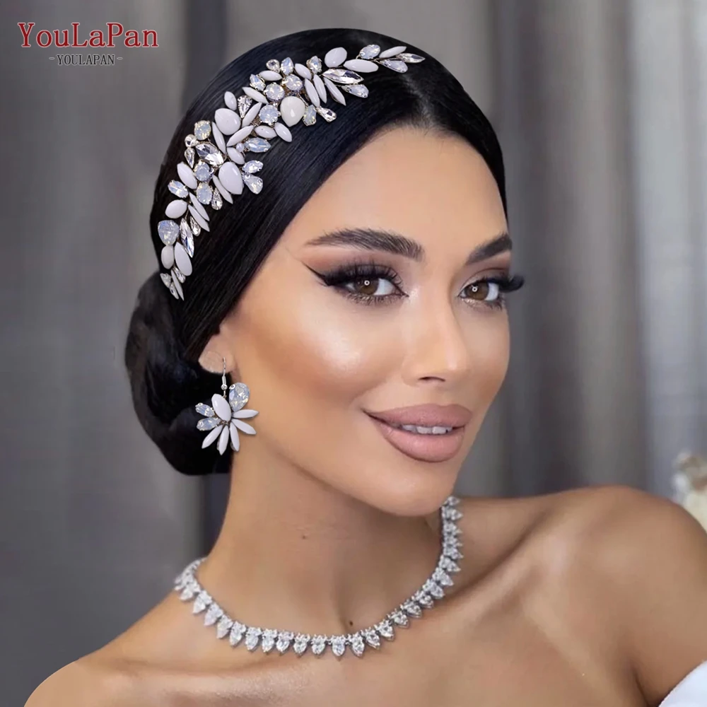 

YouLaPan Bridal Hair Comb Wedding Accessories Jewelry Milk Rhinestone Bride Hair Clips for Women Party Tiaras Headpiece