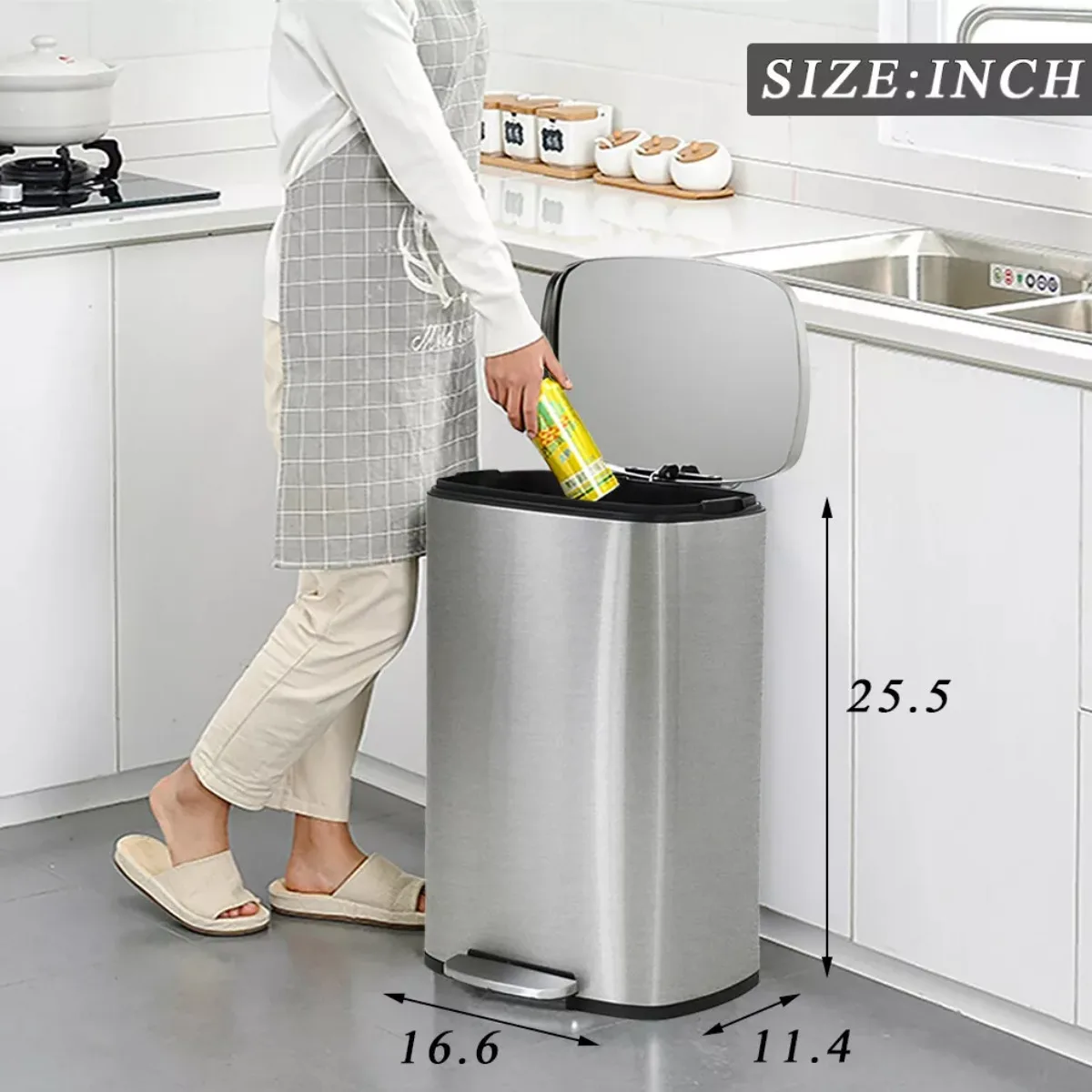 Kitchen trash can with lid 13 gal /50 L office bedroom step trash can