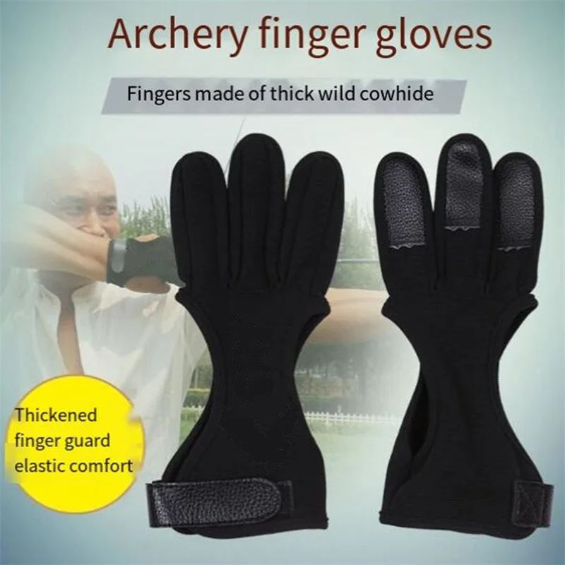 Archery Three Finger Gloves Outdoor Sports Archery Finger Protective Gloves Breathable Finger Protect Shooting Sports Accessory