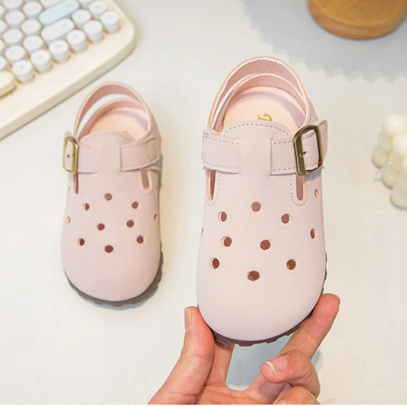 

Kids'Sandal smetal Fashion Summer Flat Shoes For Children Anti-slip Soft Bottom Breathable Designer Pink White Size 26-36