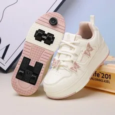 

New 4-wheel walking shoes with brakes and butterfly patterns Children's outdoor walking shoes kids sneakers