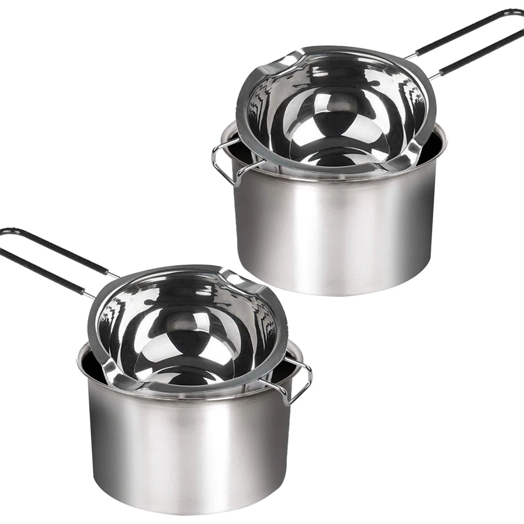 

4-Pack Stainless Steel Double Boiler, for Chocolate,Caramel and Candy- Steel Melting Pot, 2 Cup Capacity, Universal Pad