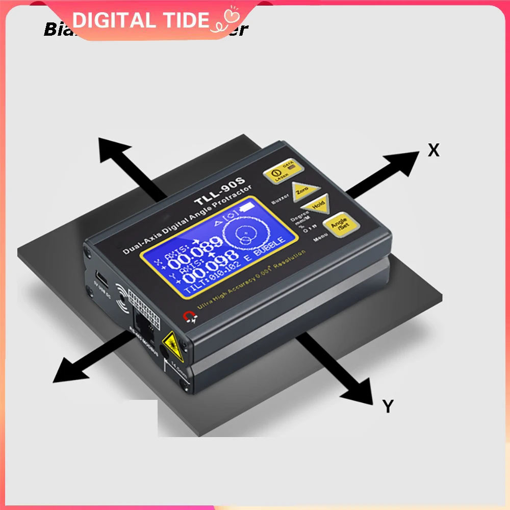 Dual-axis Digital Laser Level Inclinometer with LCD Display TLL-90S Super High Precision Angle Meter 0.005 Professional