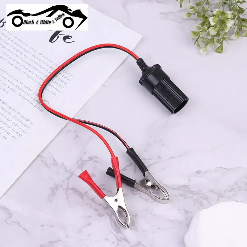 

1Pc Power Car Cigarette Lighter Female To Alligator Clip Extension Connector To Terminal Clip-on Battery Adapter Auto Socket