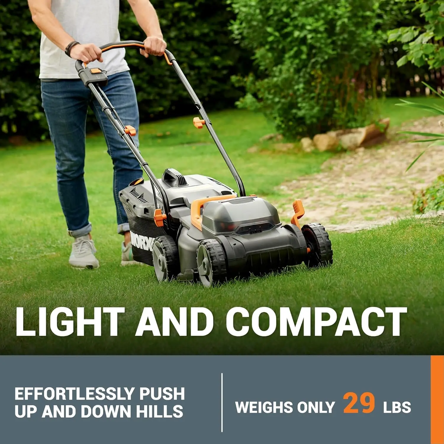 

Cordless Lawn Mower for Small Yards, 2-in-1 Battery Lawn Mower Cuts Quietly, Compact & Lightweight Lawn Mower with