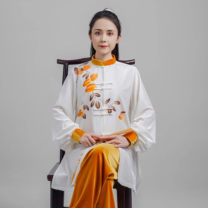 Women's Premium Winter Tai Chi Uniform - Embroidered Korean Velvet, Thick Martial Arts Outfit for Group Performance (Unisex)
