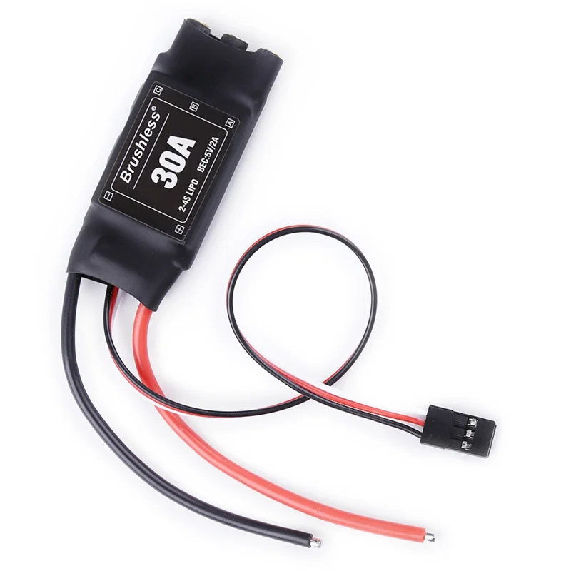 

CYGJ-XXD Бесщеточный 30A ESC 2-4S Электрический регулятор скорости с 5 В 2A BEC для радиоуправляемого мультикоптера-вертолета